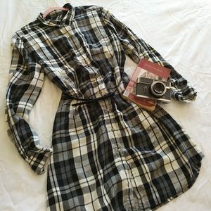 Plaid button up dress
